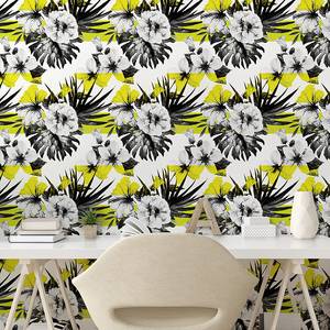 Papier peint Flower PVC - Jaune / Gris - Hauteur : 90 cm