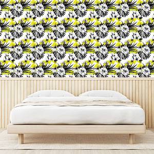 Papier peint Flower PVC - Jaune / Gris - Hauteur : 90 cm