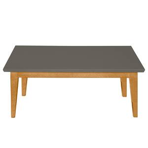 Salontafel Casares met glasplaat type A massief pijnboomhout - Grijs / Pijnboomhout creme - 90 x 90 cm