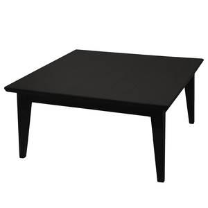 Salontafel Casares met glasplaat type A massief pijnboomhout - Zwart - 90 x 90 cm