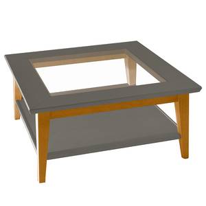 Salontafel Casares type A massief acaciahout/transparant glas - Grijs / Pijnboomhout bruin - 110 x 70 cm