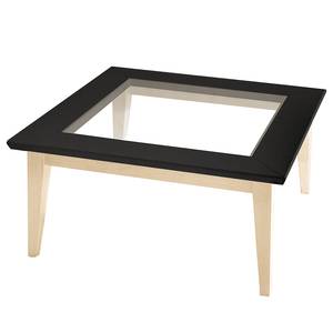 Table basse Casares verre - Type A Pin massif / Verre transparent - Noir / Pin crème - 110 x 70 cm