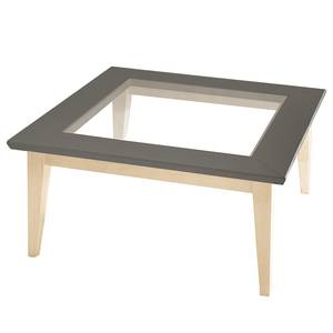 Table basse Casares verre - Type A Pin massif / Verre transparent - Gris/Pin crème - 110 x 70 cm