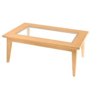 Salontafel Casares met glasplaat type A massief acaciahout/transparant glas - Pijnboomhout donker - 110 x 70 cm