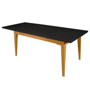 Uitschuifbare eettafel Casares massief pijnboomhout - Zwart / Pijnboomhout bruin - Breedte: 140 cm