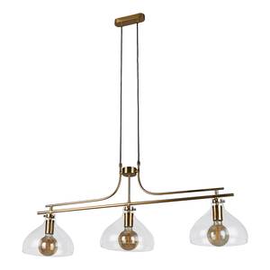 Hanglamp Margarita staal/transparant glas - messing - 3 lichtbronnen