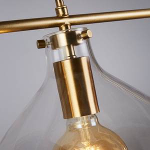 Hanglamp Margarita staal/transparant glas - messing - 3 lichtbronnen
