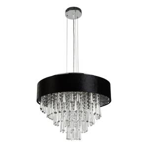 Lustre Glamour Acier / Verre cristallin - Noir - 5 ampoules