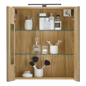 Armoire de toilette éclairée Euzio Placage en bois véritable - Chêne