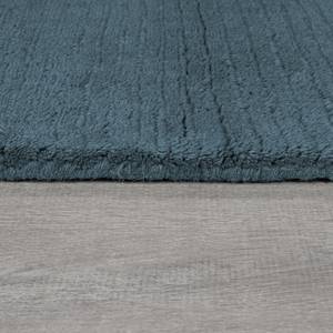 Wollen vloerkleed Textured Border wol - blauw - 160 x 230 cm