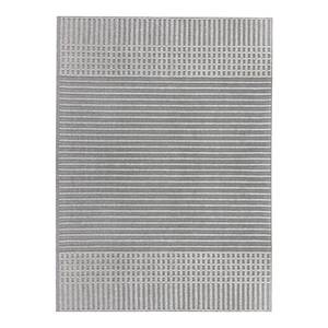 Kurzflorteppich Elton Stripe Polypropylen / Chenille - Waschbar - Grau - 160 x 240 cm