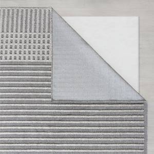 Kurzflorteppich Elton Stripe Polypropylen / Chenille - Waschbar - Grau - 160 x 240 cm