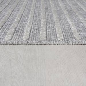 Kurzflorteppich Elton Stripe Polypropylen / Chenille - Waschbar - Grau - 200 x 320 cm