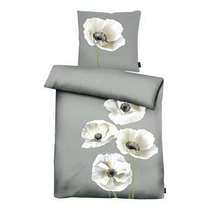 Mako-Satin-Bettwäsche Poppy Bio-Baumwolle - Grau - 135 x 200 cm + Kissen 80 x 80 cm