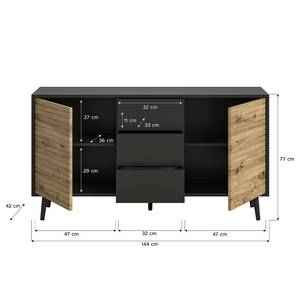 Sideboard FYNS Schwarz / Eiche Artisan Dekor