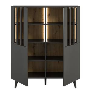 Beleuchtetes Highboard ERNO Schwarz / Eiche Artisan Dekor