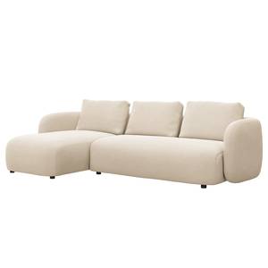 Ecksofa YVA mit Longchair Webstoff Saia: Beige - Longchair davorstehend links