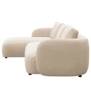 Ecksofa YVA mit Longchair Webstoff Saia: Beige - Longchair davorstehend links