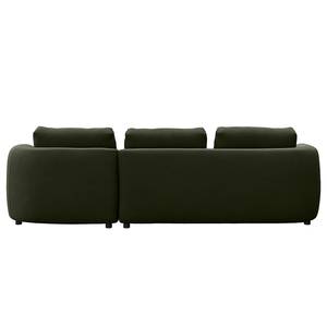 Ecksofa YVA mit Longchair Webstoff Saia: Graugrün meliert - Longchair davorstehend rechts