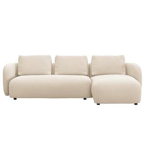 Hoekbank YVA met chaise longue Geweven stof Saia: Beige - Longchair vooraanzicht rechts