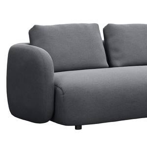 Ecksofa YVA mit Longchair Webstoff Saia: Steingrau - Longchair davorstehend rechts