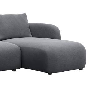 Ecksofa YVA mit Longchair Webstoff Saia: Steingrau - Longchair davorstehend rechts