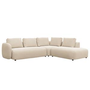 Ecksofa YVA mit Ottomane Webstoff Saia: Beige - Ottomane davorstehend rechts