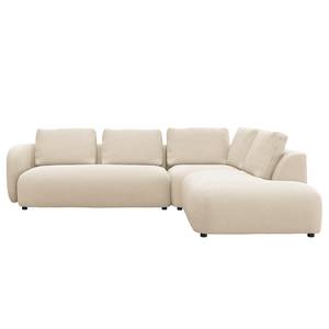 Ecksofa YVA mit Ottomane Webstoff Saia: Beige - Ottomane davorstehend rechts