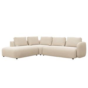 Ecksofa YVA mit Ottomane Webstoff Saia: Beige - Longchair davorstehend links