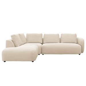 Ecksofa YVA mit Ottomane Webstoff Saia: Beige - Longchair davorstehend links