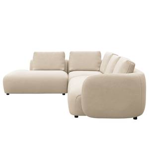 Ecksofa YVA mit Ottomane Webstoff Saia: Beige - Longchair davorstehend links