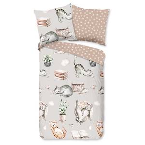 Parure de lit en coton renforcé Catlife Coton - Sable - 135 x 200 cm + oreiller 80 x 80 cm