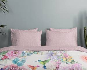 Parure de lit en satin mako Isaye Coton - Rose - 140 x 200 cm + coussin 90 x 70 cm