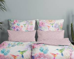 Parure de lit en satin mako Isaye Coton - Rose - 135 x 200 cm + oreiller 80 x 80 cm