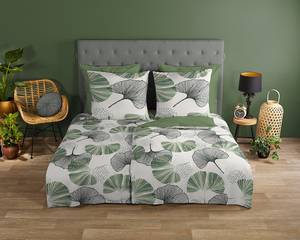 Parure de lit en coton renforcé Gigi Coton - Vert / Beige - 135 x 200 cm + oreiller 80 x 80 cm