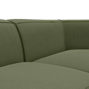 Canapé d’angle ALON avec méridienne Velours côtelé Snor: Vert - Méridienne courte à droite (vue de face)