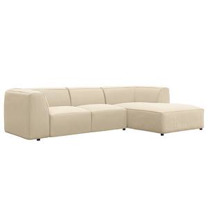 Ecksofa ALON mit Longchair Cordstoff Snor: Beige - Longchair davorstehend rechts