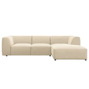 Ecksofa ALON mit Longchair Cordstoff Snor: Beige - Longchair davorstehend rechts