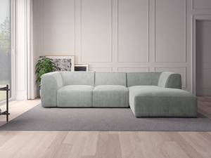 Ecksofa ALON mit Longchair Cordstoff Snor: Grau - Longchair davorstehend rechts