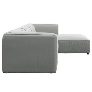 Ecksofa ALON mit Longchair Cordstoff Snor: Grau - Longchair davorstehend rechts