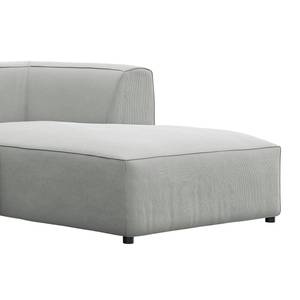 Ecksofa ALON mit Longchair Cordstoff Snor: Grau - Longchair davorstehend rechts