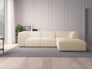 Ecksofa ALON mit Longchair Webstoff Saia: Beige - Longchair davorstehend rechts