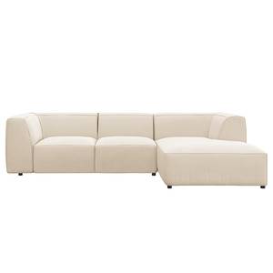 Hoekbank ALON met chaise longue Geweven stof Saia: Beige - Longchair vooraanzicht rechts