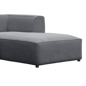 Ecksofa ALON mit Longchair Webstoff Saia: Steingrau - Longchair davorstehend rechts