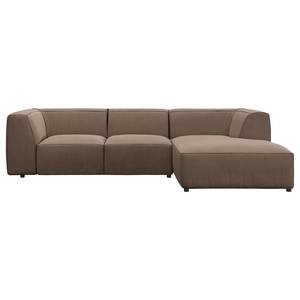 Ecksofa ALON mit Longchair Webstoff Belana: Taupe - Longchair davorstehend rechts