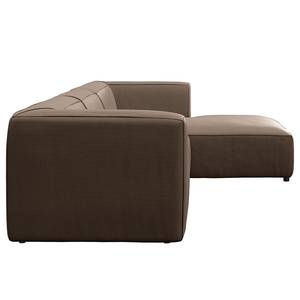 Ecksofa ALON mit Longchair Webstoff Belana: Taupe - Longchair davorstehend rechts