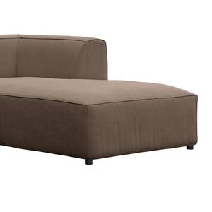 Ecksofa ALON mit Longchair Webstoff Belana: Taupe - Longchair davorstehend rechts