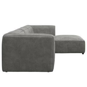 Hoekbank ALON met chaise longue Bouclé Stof Bony: Grijs - Longchair vooraanzicht rechts