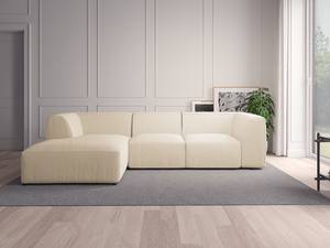 Ecksofa ALON mit Longchair Webstoff Saia: Beige - Longchair davorstehend links