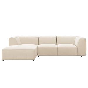 Ecksofa ALON mit Longchair Webstoff Saia: Beige - Longchair davorstehend links